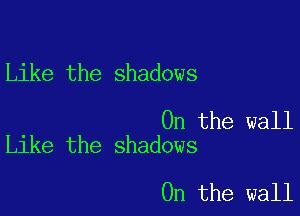 Like the shadows

0n the wall
Like the shadows

0n the wall