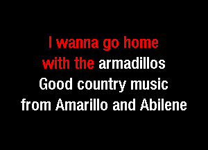 I wanna go home
with the armadillos

Good country music
from Amarillo and Abilene