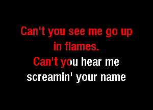 Can't you see me go up
in flames.

Can't you hear me
screamin' your name