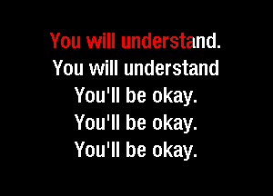 You will understand.
You will understand
You'll be okay.

You'll be okay.
You'll be okay.