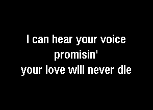I can hear your voice

promisin'
your love will never die