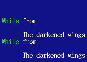 While from

The darkened wings
While from

The darkened wings