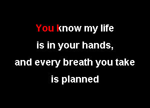 You know my life
is in your hands,

and every breath you take

is planned