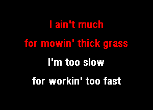 I ain't much

for mowin' thick grass

I'm too slow

for workin' too fast
