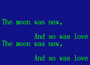 The moon was new,

And so was love
The moon was new,

And so was love