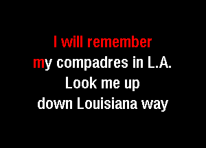 I will remember
my compadres in LA.

Look me up
down Louisiana way