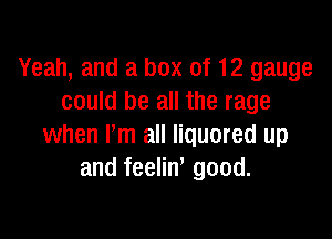 Yeah, and a box of 12 gauge
could be all the rage

when I'm all liquored up
and feelinl good.