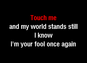 Touch me
and my world stands still

I know
I'm your fool once again