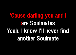 'Cause darling you and I
are Soulmates

Yeah, I know I'll never find
another Soulmate