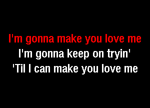 I'm gonna make you love me

I'm gonna keep on tryin'
'Til I can make you love me