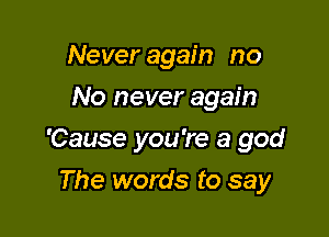 Never again no
No never again

'Cause you're a god

The words to say