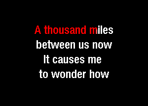 A thousand miles
between us now

It causes me
to wonder how