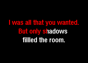 l was all that you wanted.

But only shadows
fillled the room.
