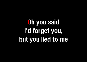 Oh you said

I'd forget you,
but you lied to me