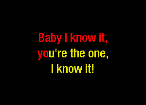 Baby I know it,

you're the one,
I know it!