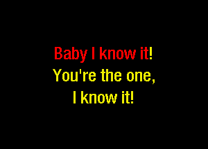 Baby I know it!

You're the one,
I know it!