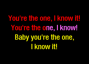 You're the one, I know it!
You're the one, I know!

Baby you're the one,
I know it!