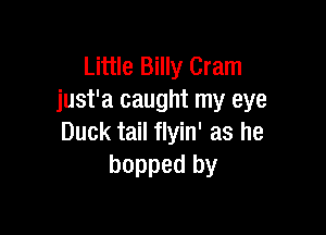 Little Billy Cram
just'a caught my eye

Duck tail flyin' as he
hopped by