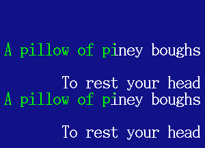 A pillow of piney boughs

T0 rest your head
A pillow of piney boughs

T0 rest your head