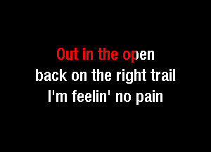 Out in the open

back on the right trail
I'm feelin' no pain