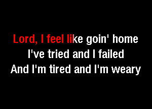 Lord, lfeel like goin' home

I've tried and I failed
And I'm tired and I'm weary