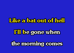 Like a bat out of hell

I'll be gone when

the morning comes