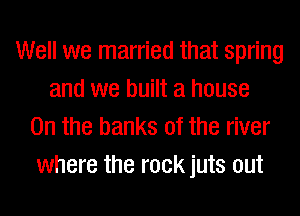 Well we married that spring
and we built a house
On the banks of the river
where the roekjuts out