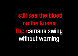 I still see the blood
on the knees

The camans swing
without warning