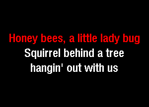 Honey bees, a little lady bug

Squirrel behind a tree
hangin' out with us