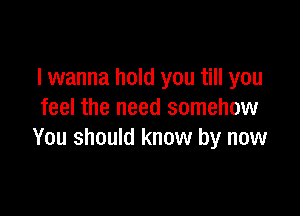 I wanna hold you till you

feel the need somehow
You should know by now