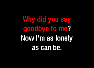 Why did you say
goodbye to me?

Now I'm as lonely
as can be.