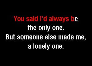 You said I'd always be
the only one.

But someone else made me,
a lonely one.