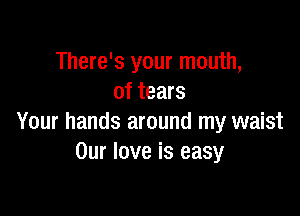 There's your mouth,
of tears

Your hands around my waist
Our love is easy