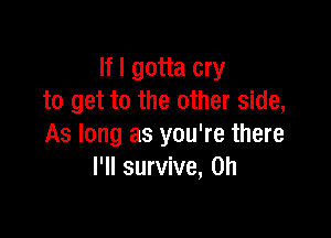 If I gotta cry
to get to the other side,

As long as you're there
I'll survive, on