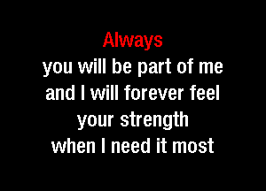 Always
you will be part of me
and I will forever feel

your strength
when I need it most