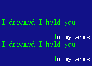 I dreamed I held you

In my arms
I dreamed I held you

In my arms