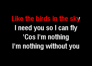 Like the birds in the sky
I need you so I can fly

'Cos I'm nothing
I'm nothing without you