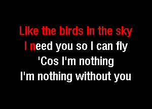 Like the birds in the sky
I need you so I can fly

'Cos I'm nothing
I'm nothing without you
