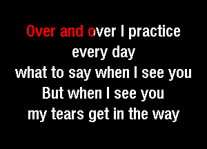 Over and over I practice
every day
what to say when I see you

But when I see you
my tears get in the way