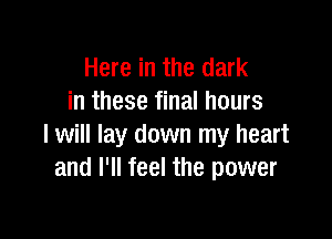 Here in the dark
in these final hours

I will lay down my heart
and I'll feel the power