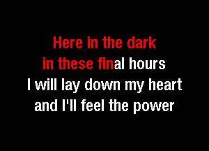 Here in the dark
in these final hours

I will lay down my heart
and I'll feel the power
