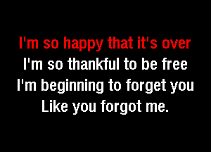 I'm so happy that it's over
I'm so thankful to be free
I'm beginning to forget you
Like you forgot me.