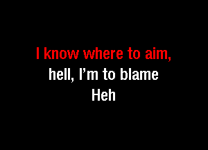 I know where to aim,

hell, I'm to blame
Heh