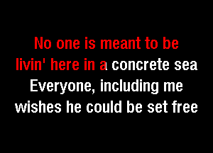 No one is meant to be
livin' here in a concrete sea
Everyone, including me
wishes he could be set free