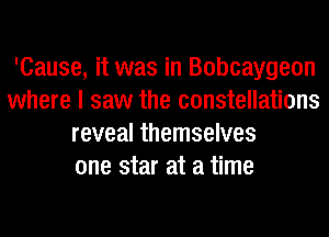 'Cause, it was in Bobcaygeon
where I saw the constellations
reveal themselves
one star at a time