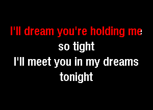 I'll dream you're holding me
so tight

I'll meet you in my dreams
tonight