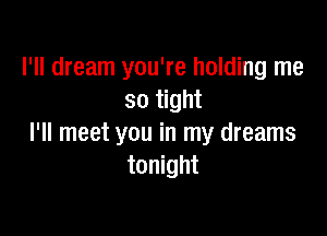 I'll dream you're holding me
so tight

I'll meet you in my dreams
tonight