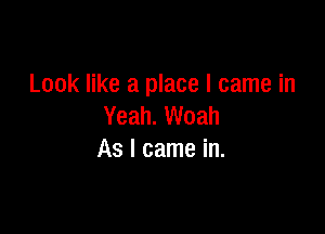 Look like a place I came in

Yeah. Woah
As I came in.