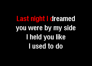 Last night I dreamed
you were by my side

I held you like
I used to do