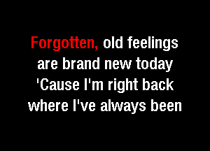 Forgotten, old feelings
are brand new today

'Cause I'm right back
where I've always been